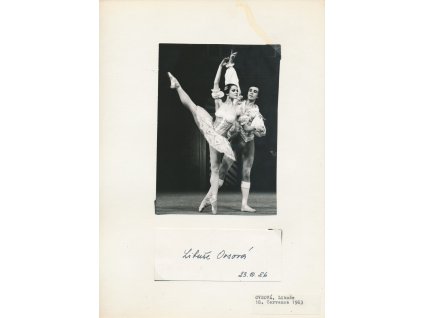 Ovsová Libuše (1963), česká baletka, tanečnice, pedagožka, sběratelský list s vl. podpisem (datováno 1986)