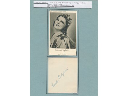 Zabylová Zdenka (1903-1983), primabalerína ND, choreografka, sběratelský list s vl. podpisem