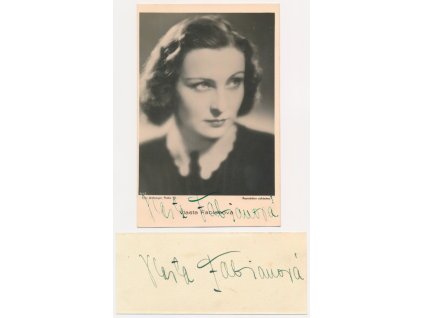 Fabiánová Vlasta (1912-1991), česká herečka, pohlednice s vl. podpisem