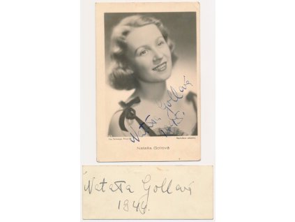 Gollová Nataša (1912-1988), česká herečka, portrétová pohlednice s vl. podpisem