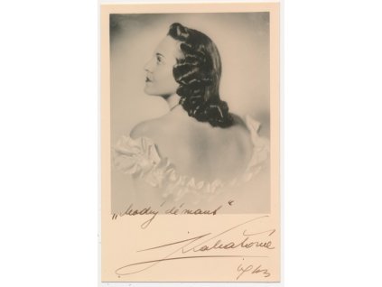 Kabátová Zita (1913-2012), česká herečka, portrétová pohlednice s vl. podpisem