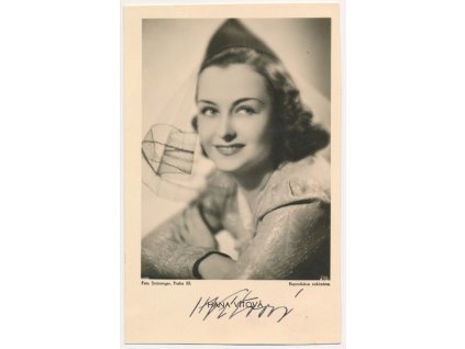 Vítová Hana (1914-1987), česká herečka, portrétová pohlednice s vl. podpisem