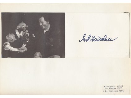 Kirschner Miloš (1927-1996), český loutkář, herec, sběratelský list s vl. podpisem