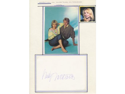 Bartošová Iveta (1966-2014), česká zpěvačka, sběratelský list s vl. podpisem