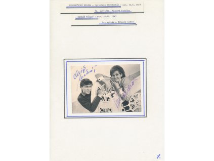 Neckář Václav (1942); Vondráčková Helena (1947), sběratelský list s vl.podpisy zpěváků