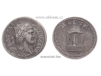 Nero (Lucius Domitius Ahenobarbus) (54-68), Ag mince 1 Denár, Vesta, R - replica