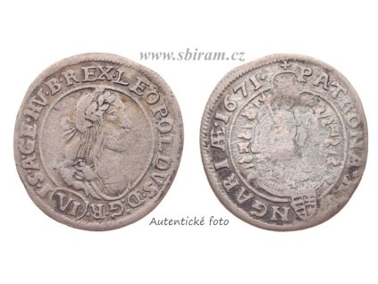 Leopold I. (1657 - 1705), Ag (stříbrná) mince 6 Krejcar, 1671 KB, stav 1/1