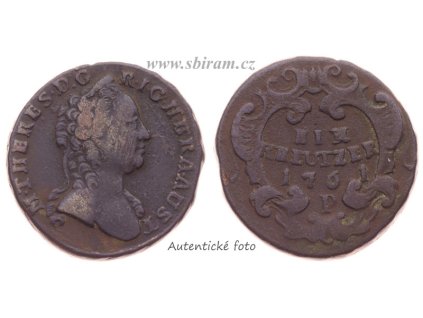 Marie Terezie (1740 - 1780), mince 1 Krejcar, 1761 P (mincovna Praha !!), stav 1/1