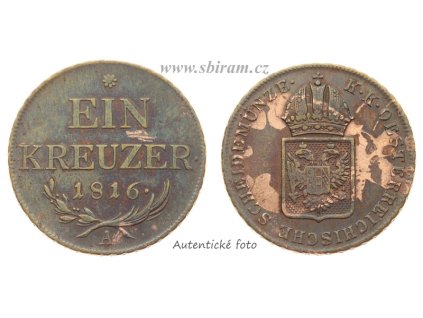 František II. (1768 - 1835), mince 1 Krejcar, 1816 A, stav 1/1