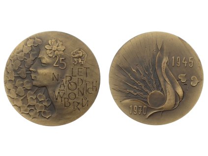 ČSSR, AE pamětní medaile 25. let národních výborů, průměr 50mm, pěkná sběratelská jakost