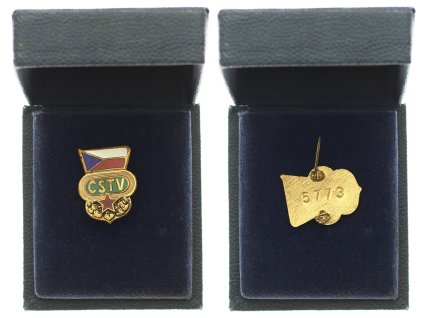 ČSSR, Čestný odznak ČSTV, zavírací jehla, zlatý stupeň, číslováno, etue, stav 1/1
