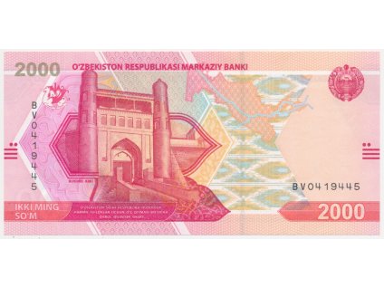 Uzbekistán, 2000 Som, 2021, stav UNC