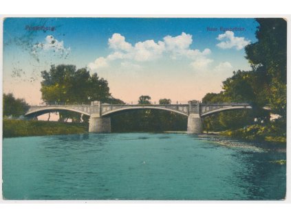 34 - Lounsko, Postoloprty (Postelberg), partie u řeky s mostem, cca 1914