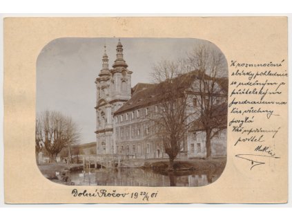 34 - Lounsko, Dolní Ročov, Klášter, prošlá poštou 1901