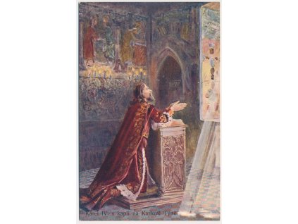 Karel IV. v kapli na Karlově Týně, cca 1930
