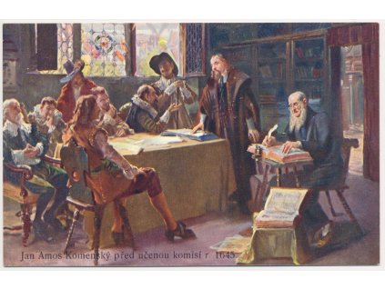 Jan Amos Komenský před učenou komisí r. 1645, cca 1930