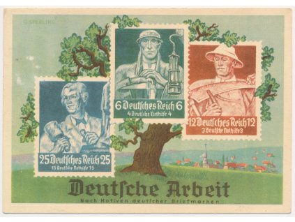 Propaganda, Známková koláž, Deutsche Arbeit, 1941