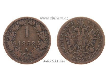 Rakousko - Uhersko, mince 1 Krejcar, 1858 A, stav 1/1