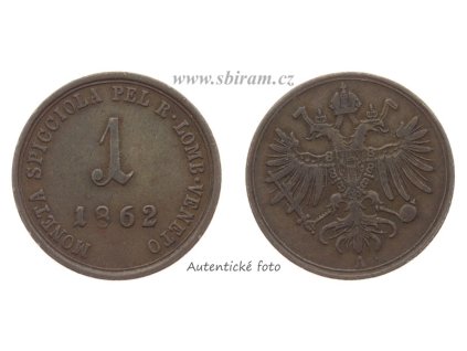 Rakousko - Uhersko, mince 1 Soldo, 1862 V, slušný oběhový stav