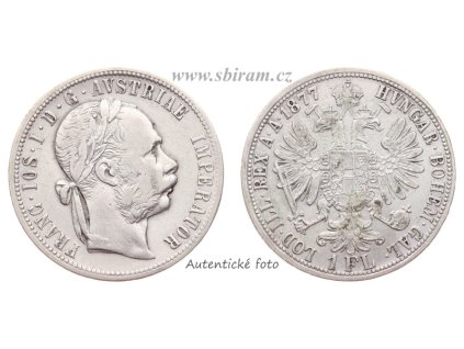 Rakousko - Uhersko, Ag (stříbrná) mince 1 Zlatník, 1877, stav 1-2