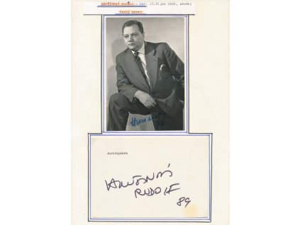 Hrušínský Rudolf (1920-1994), český herec, sběratelský list s vl. podpisem