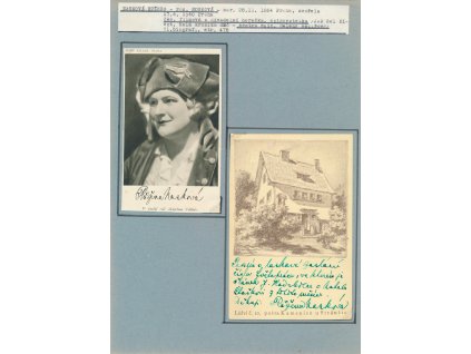 Nasková Růžena (1884-1960), česká herečka, sběratelský list s vl. podpisy