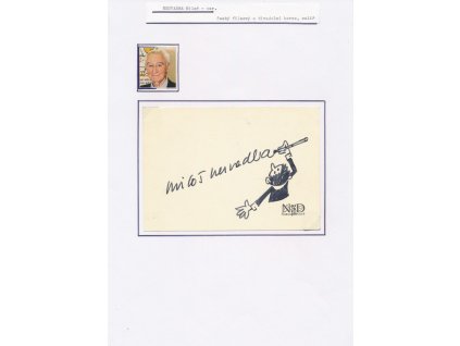 Nesvadba Miloš (1925-2020), český herec, ilustrátor, sběratelský list s podpisem