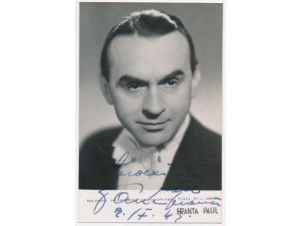 Paul František (1989-1976), český herec, portrétová pohlednice s vl. podpisem