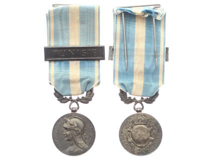 Francie, AE pamětní Koloniální medaile, stuha se štítkem Tunisie, stav 1/1/1