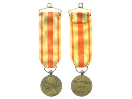 Francie, AE miniatura dekorace Medaile pro uprchlíky, stuha, stav 1/1/1