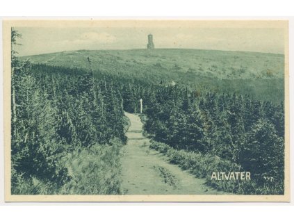 06 - Bruntálsko, Altvater, kamenná rozhledna na Pradědu a okolí, cca 1926