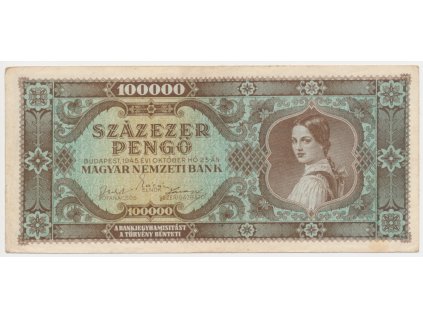 Maďarsko, 100 000 Pengö, 1945, stav 2