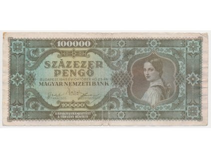 Maďarsko, 100 000 Pengö, 1945, oběhový stav