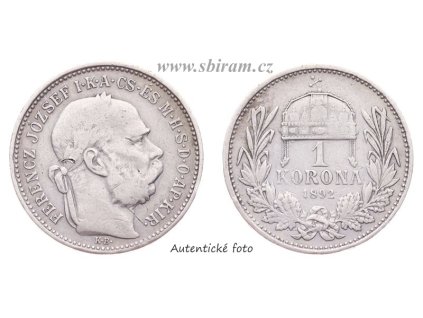Rakousko - Uhersko, Ag (stříbrná) mince 1 Koruna, 1892 KB...viz autentické foto