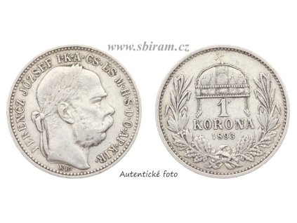 Rakousko - Uhersko, Ag (stříbrná) mince 1 Koruna, 1893 KB...viz autentické foto