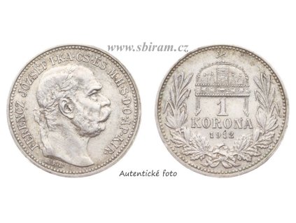 Rakousko - Uhersko, Ag (stříbrná) mince 1 Koruna, 1912 KB...viz autentické foto