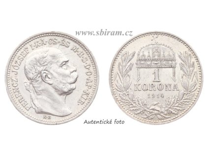Rakousko - Uhersko, Ag (stříbrná) mince 1 Koruna, 1914 KB...viz autentické foto