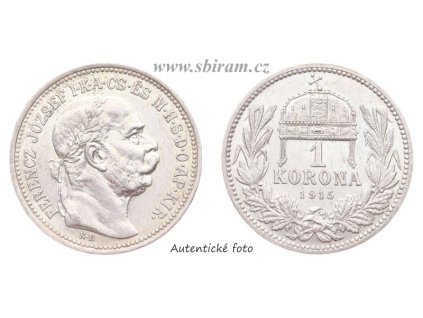 Rakousko - Uhersko, Ag (stříbrná) mince 1 Koruna, 1915 KB...viz autentické foto