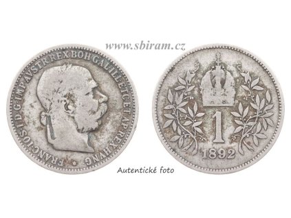 Rakousko - Uhersko, Ag (stříbrná) mince 1 Koruna, 1892...viz autentické foto