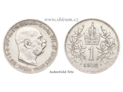 Rakousko - Uhersko, Ag (stříbrná) mince 1 Koruna, 1912...viz autentické foto