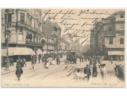 49 - Praha, Příkopy, Der Graben, oživená ulice, foto K. Bellmann, 1904