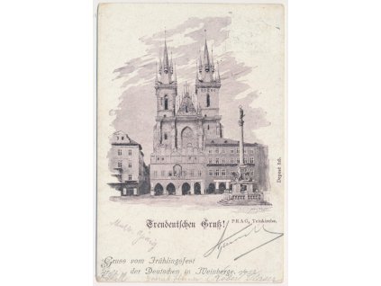 49 - Praha, Týnský chrám, prošlá poštou 1898