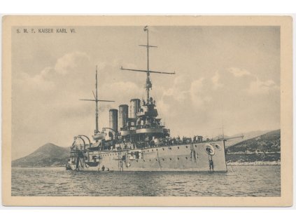 S. M. S. Kaiser Karl Vl., pohled na pancéřový křižník, cca 1913