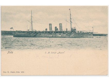 S. M. S. Aspern, pohled na křižník, cca 1915