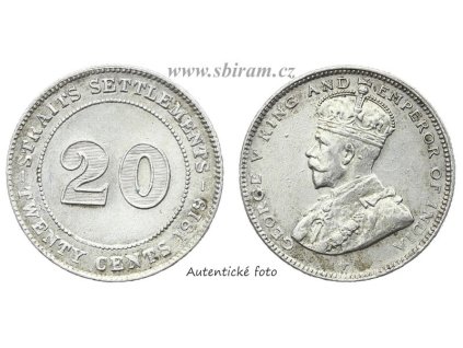 Průlivové osady, Ag (stříbrná) mince 20 Cents, 1919...viz autentické foto