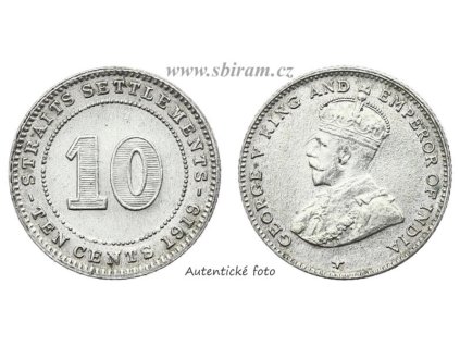 Průlivové osady, Ag (stříbrná) mince 10 Cents, 1919...viz autentické foto