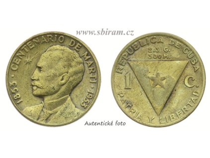 Kuba, mince 1 Centavo, 1953...viz autentické foto