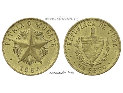 Kuba, mince 1 Peso, 1984...viz autentické foto
