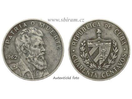 Kuba, mince 40 Centavos, 1962...viz autentické foto