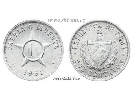 Kuba, mince 2 Centavos, 1983...viz autentické foto